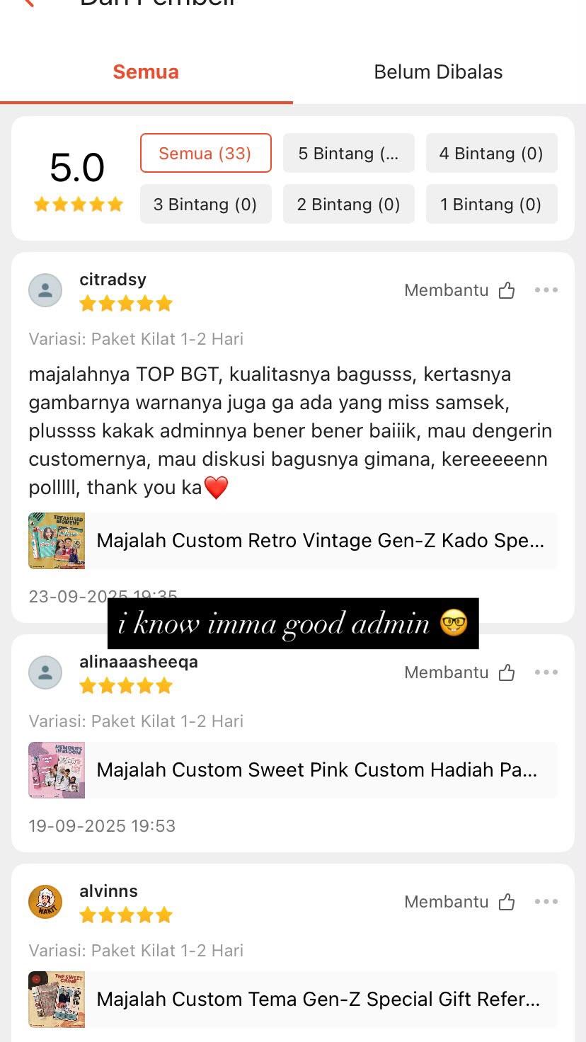 Ulasan Shopee bintang 5 dari beberapa pembeli