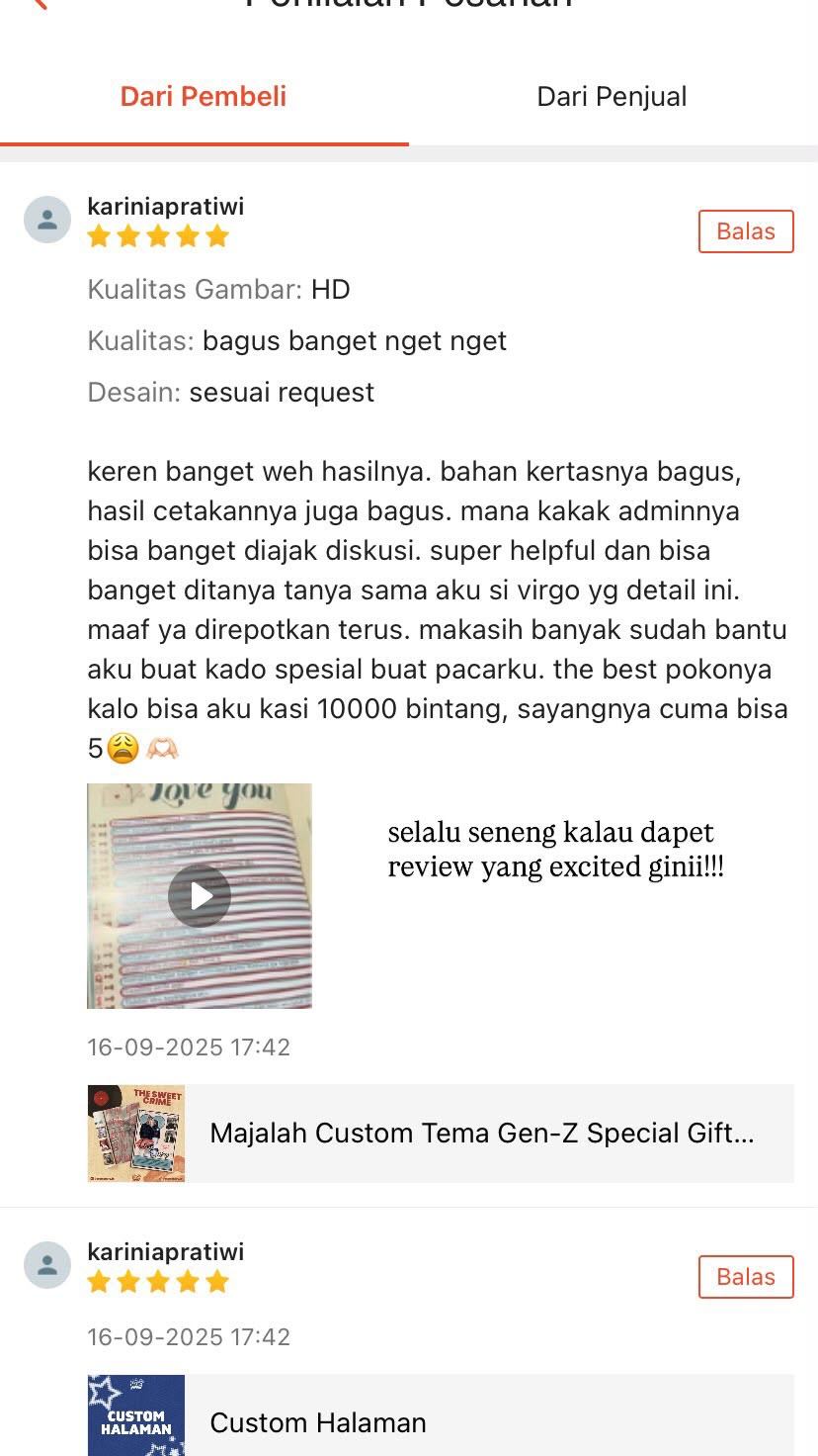 Ulasan Shopee: keren banget hasilnya, kertasnya bagus