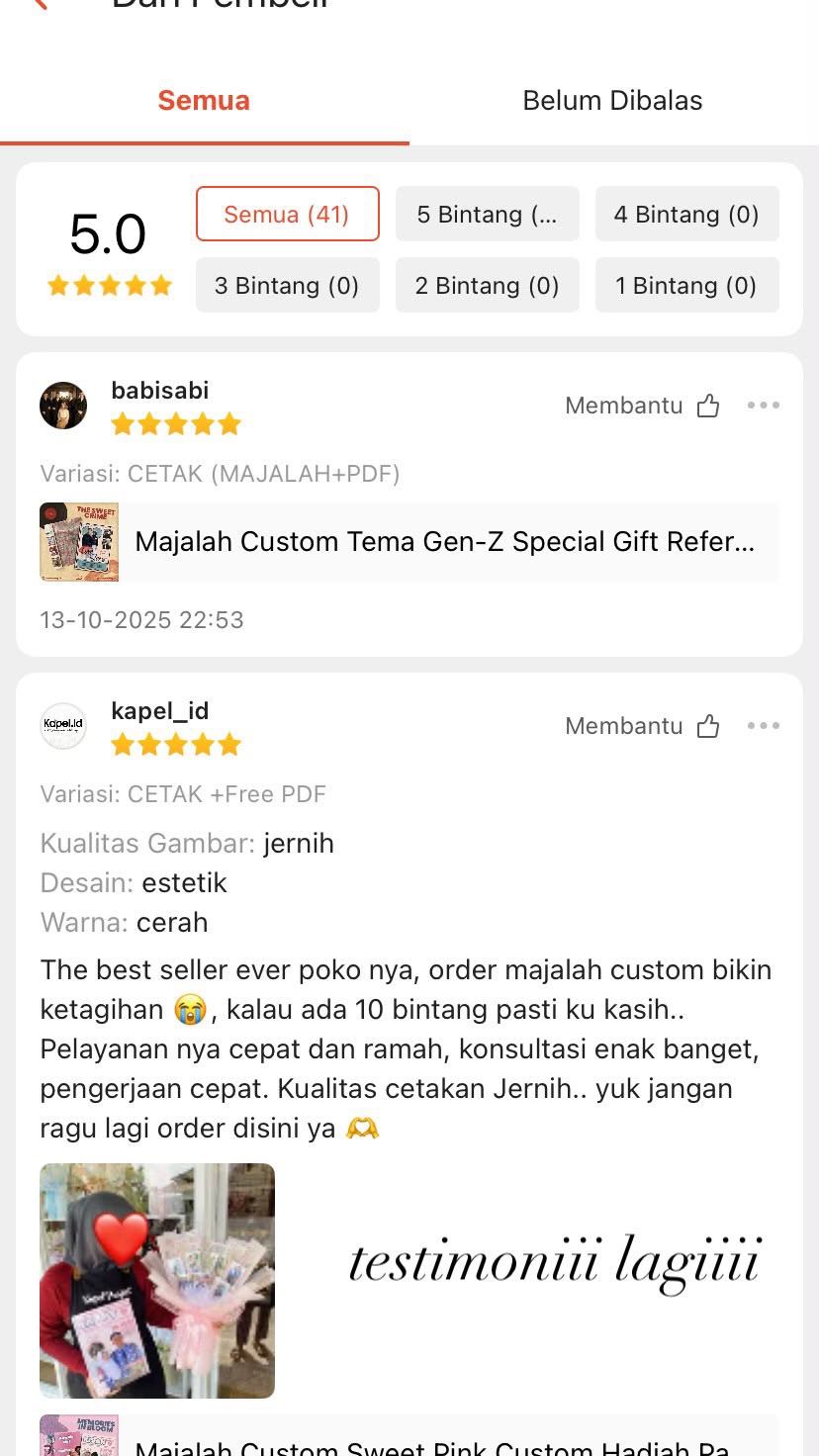 Ulasan Shopee rating 5.0